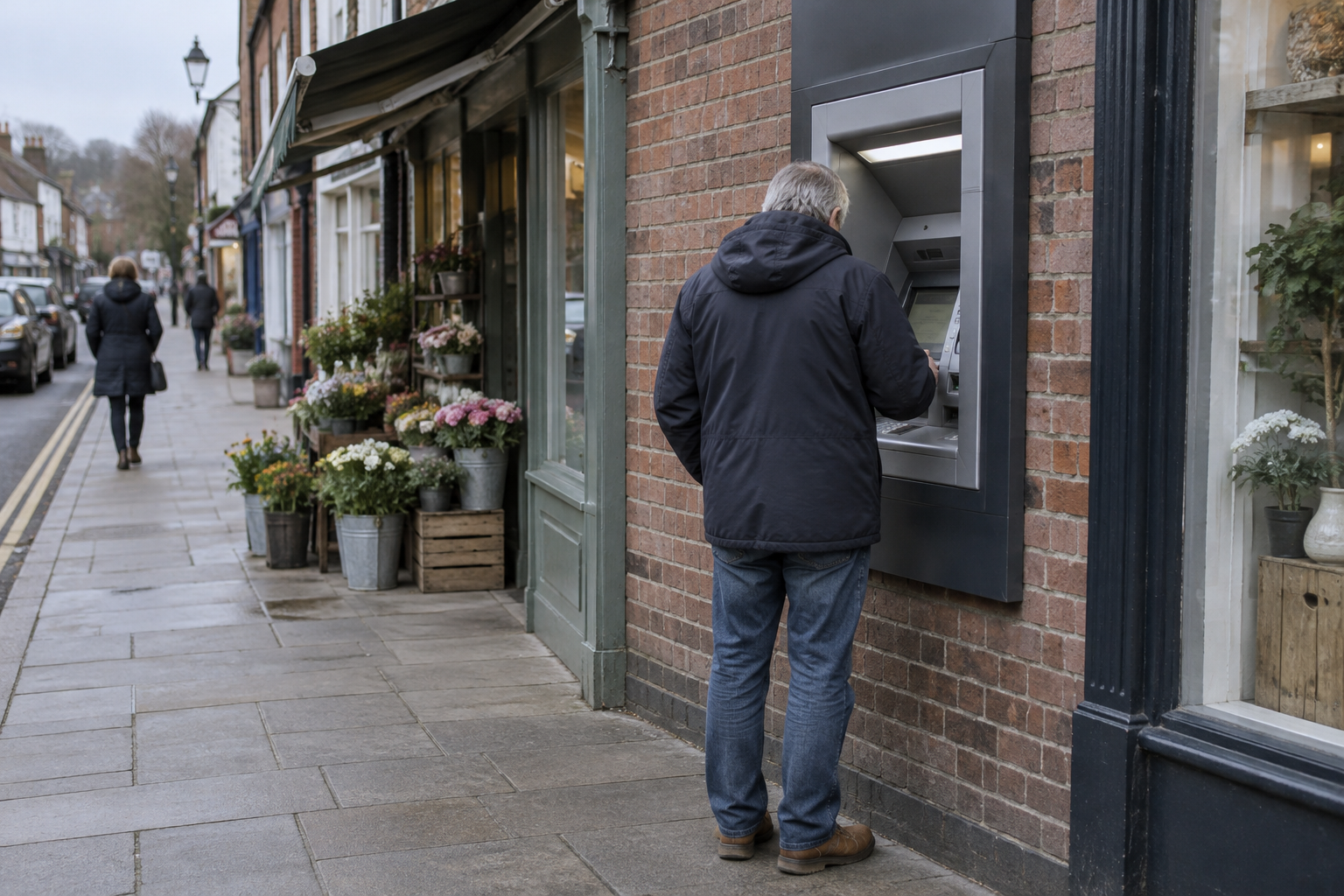 Customer using a high street cash machine as Post Office considers ATM expansion